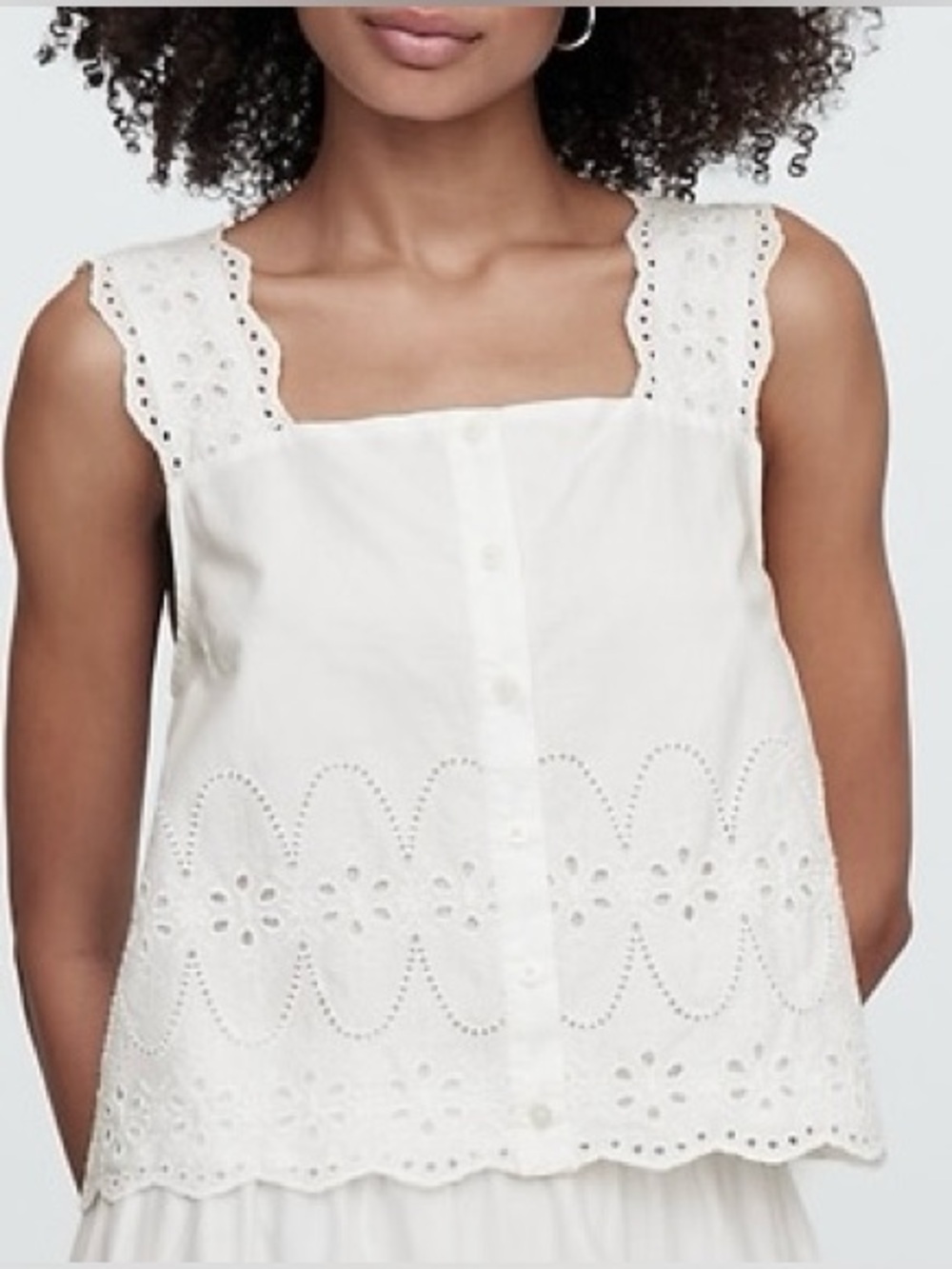 GAP Factory Cotton Eyelet Apron Top in New Off White | XXL | NWT